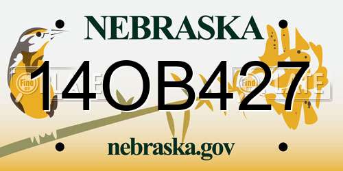14OB427 Nebraska License Plate