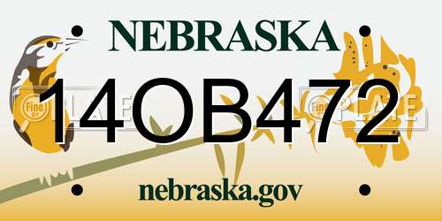 14OB472 Nebraska License Plate