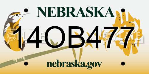 14OB477 Nebraska License Plate