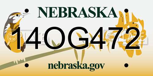 14OG472 Nebraska License Plate