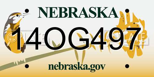 14OG497 Nebraska License Plate