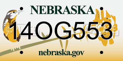 14OG553 Nebraska License Plate