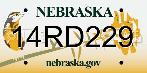 14RD229 Nebraska License Plate