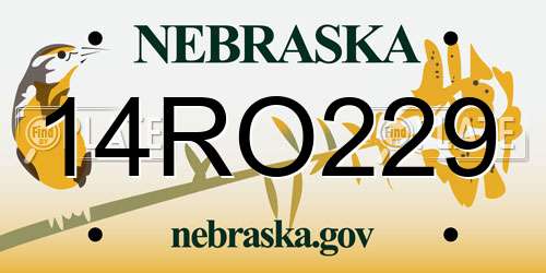 14RO229 Nebraska License Plate