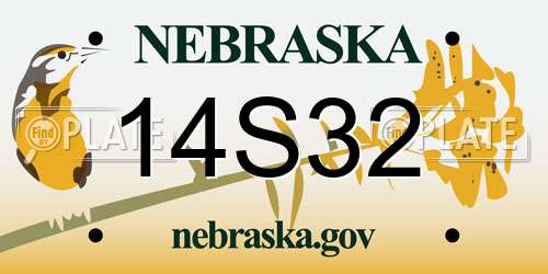 14S32 Nebraska License Plate