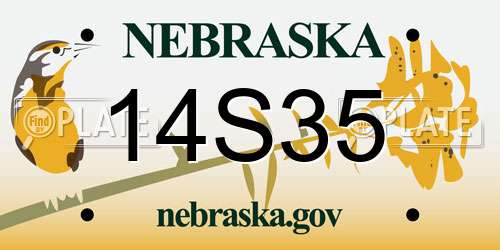 14S35 Nebraska License Plate