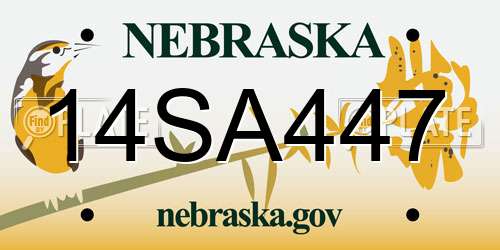 14SA447 Nebraska License Plate