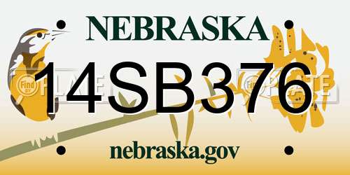14SB376 Nebraska License Plate