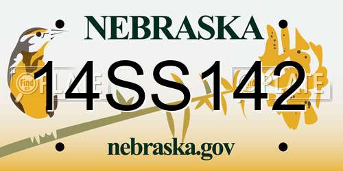 14SS142 Nebraska License Plate