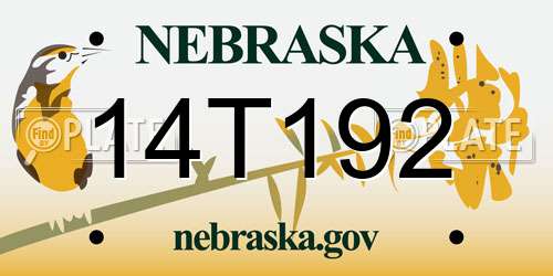14T192 Nebraska License Plate