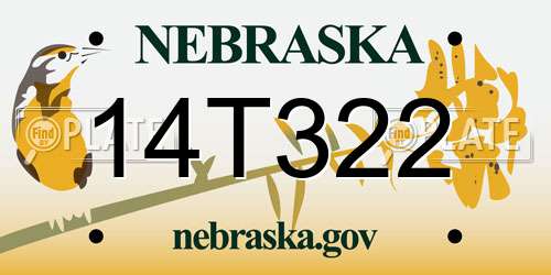 14T322 Nebraska License Plate