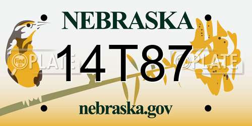 14T87 Nebraska License Plate