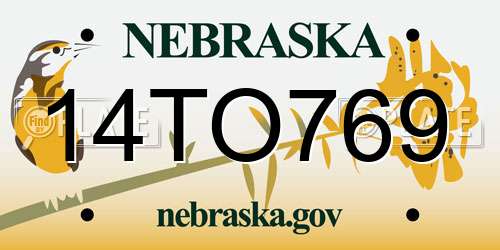 14TO769 Nebraska License Plate