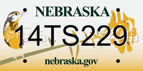 14TS229 Nebraska License Plate