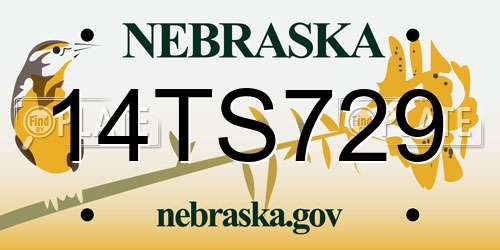 14TS729 Nebraska License Plate