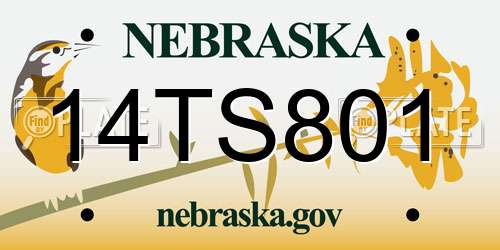 14TS801 Nebraska License Plate