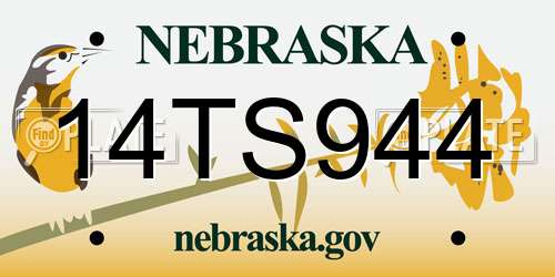 14TS944 Nebraska License Plate