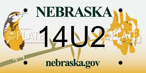14U2 Nebraska License Plate