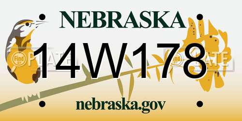 14W178 Nebraska License Plate