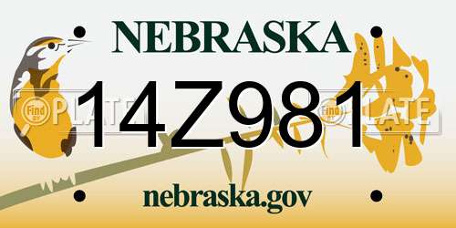 14Z981 Nebraska License Plate
