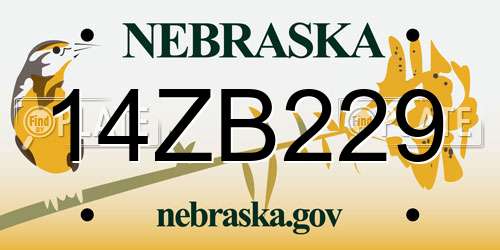 14ZB229 Nebraska License Plate