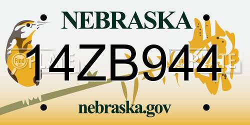 14ZB944 Nebraska License Plate