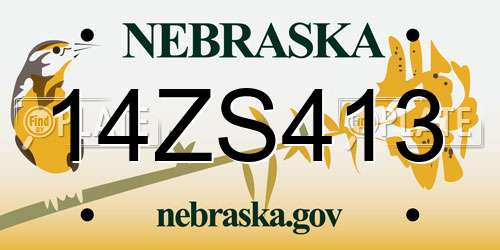 14ZS413 Nebraska License Plate