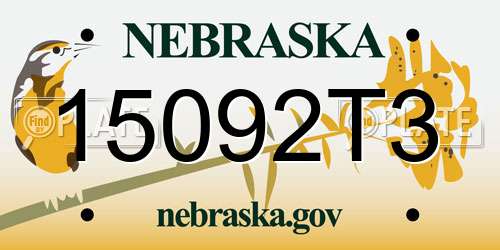 15092T3 Nebraska License Plate