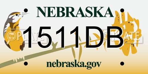 1511DB Nebraska License Plate
