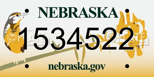 1534522 Nebraska License Plate