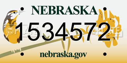 1534572 Nebraska License Plate