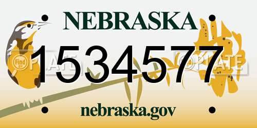1534577 Nebraska License Plate