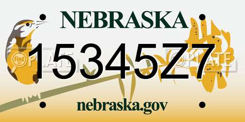 15345Z7 Nebraska License Plate