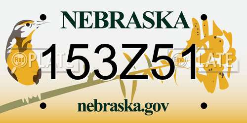 153Z51 Nebraska License Plate