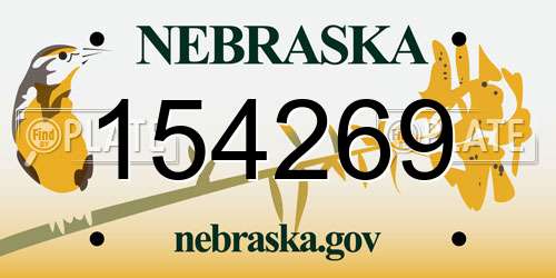 154269 Nebraska License Plate