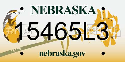 15465L3 Nebraska License Plate