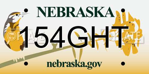 154GHT Nebraska License Plate