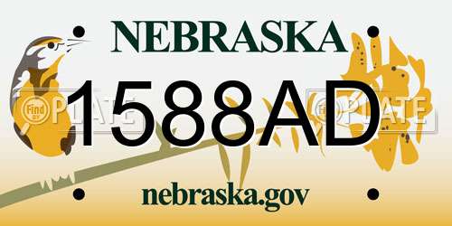 1588AD Nebraska License Plate