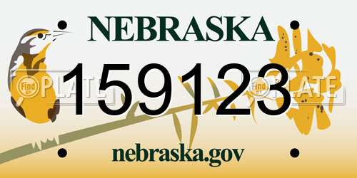 159123 Nebraska License Plate