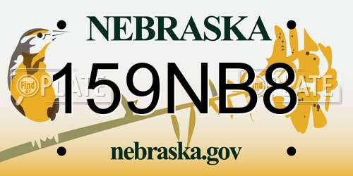 159NB8 Nebraska License Plate