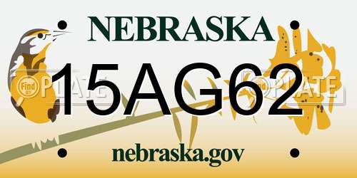 15AG62 Nebraska License Plate
