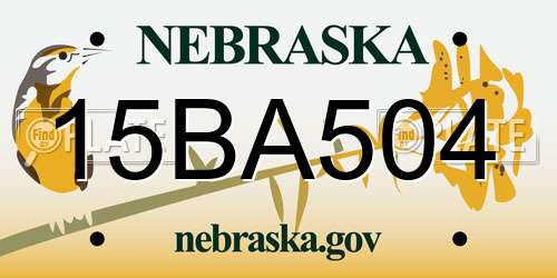 15BA504 Nebraska License Plate