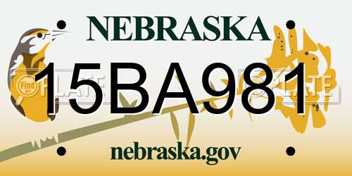 15BA981 Nebraska License Plate