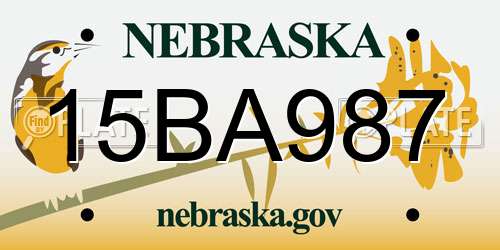15BA987 Nebraska License Plate