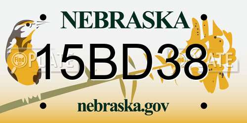15BD38 Nebraska License Plate