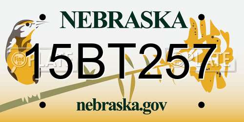 15BT257 Nebraska License Plate