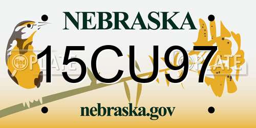 15CU97 Nebraska License Plate