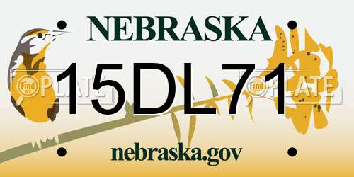 15DL71 Nebraska License Plate