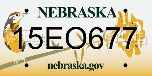 15EO677 Nebraska License Plate