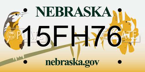 15FH76 Nebraska License Plate